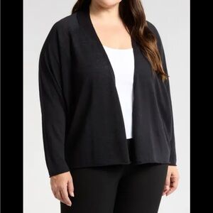 Eileen Fisher Black Open Front Cardigan